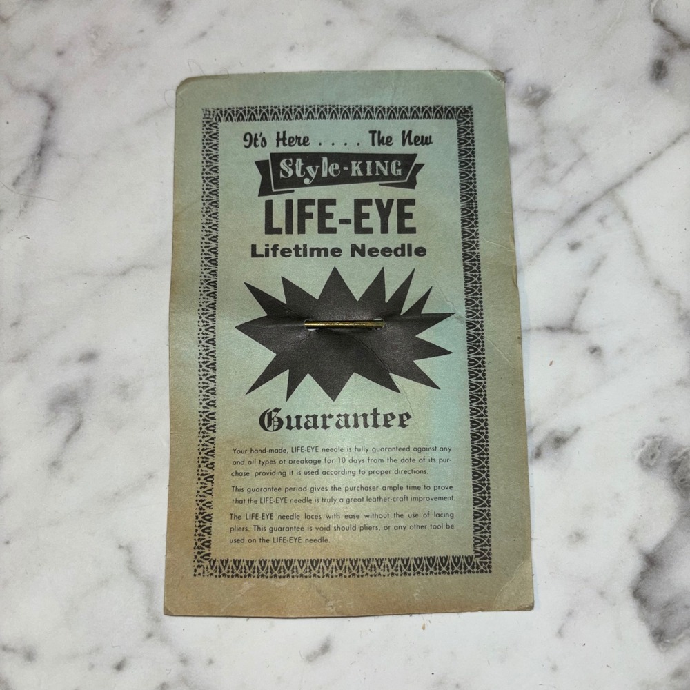 Vintage 1969 Style-King LIFE-EYE Lifetime Needle Leathercraft Lacing Tool Card